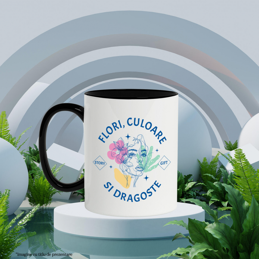 Cana Personalizata Cadou Personalizat Flori Colorate și Iubire | Chip Feminin cu Mesaj Inspirațional [3]