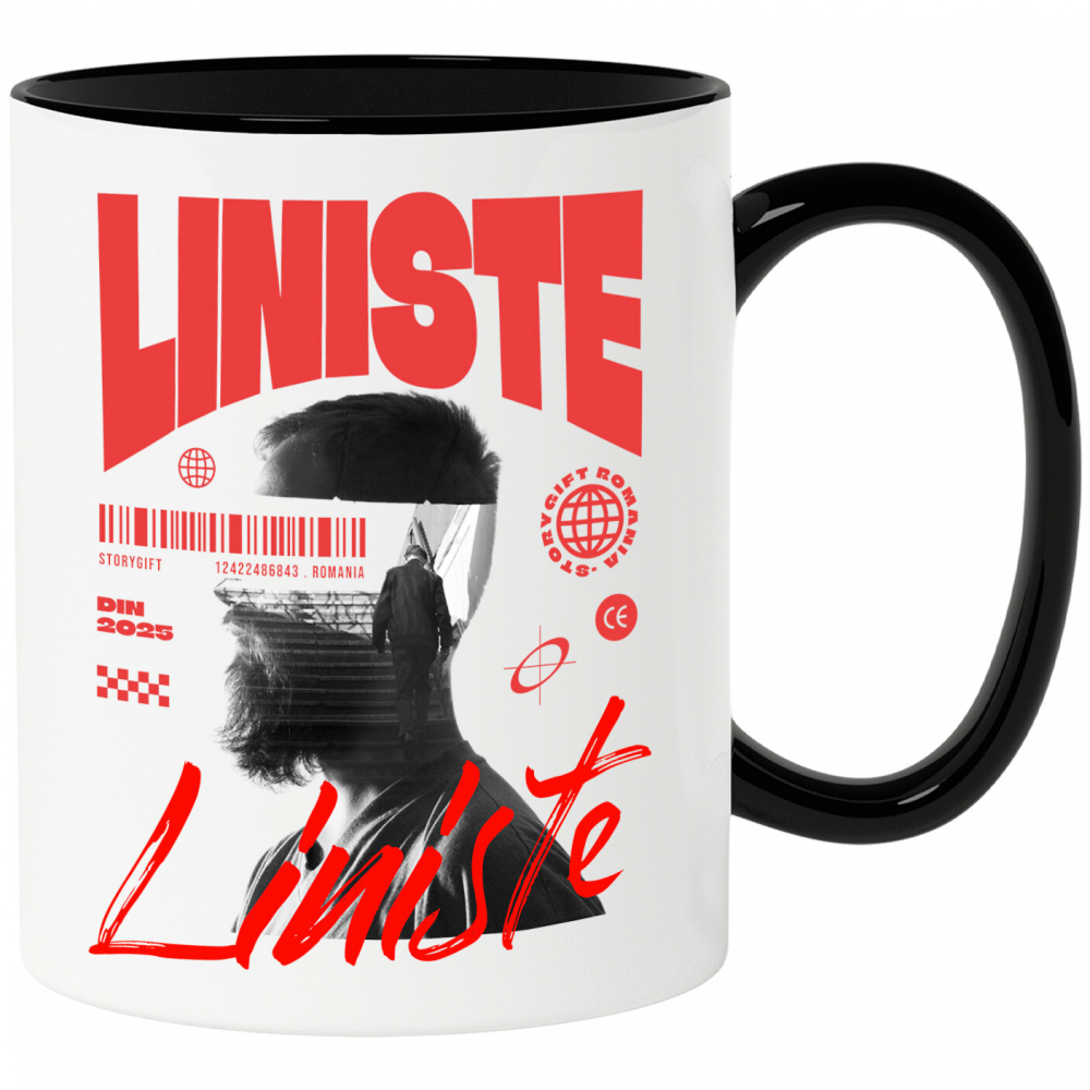 Cana Personalizata Chip Uman Bărbat cu Barbă și Scări - „Liniste” - Cadou Motivational și Personalizat [1]