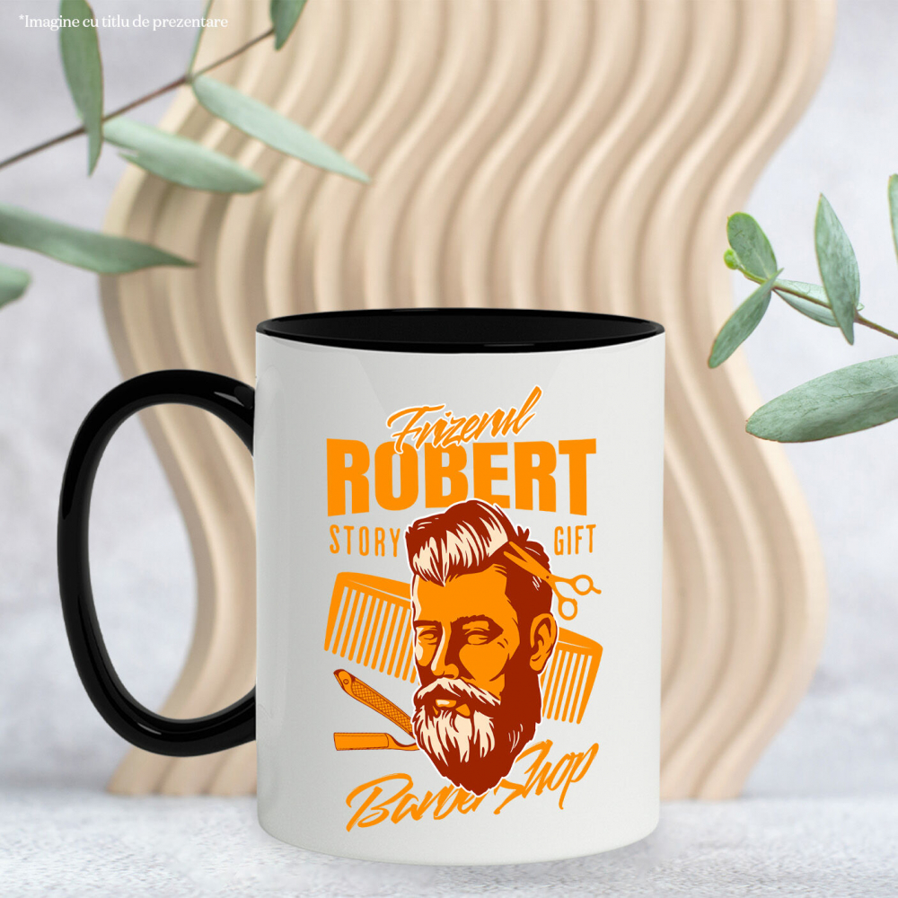 Cana Personalizata Bărbat Cu Barbă și Păr Lung – Frizerie, Coafor, Hairstyling Profesional [3]