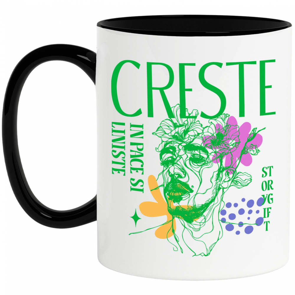 Cana Personalizata Chip Uman cu Flori Colorate - Mesaj „Crește în Pace și Liniște, Dragoste” - Cadou Personalizat [1]