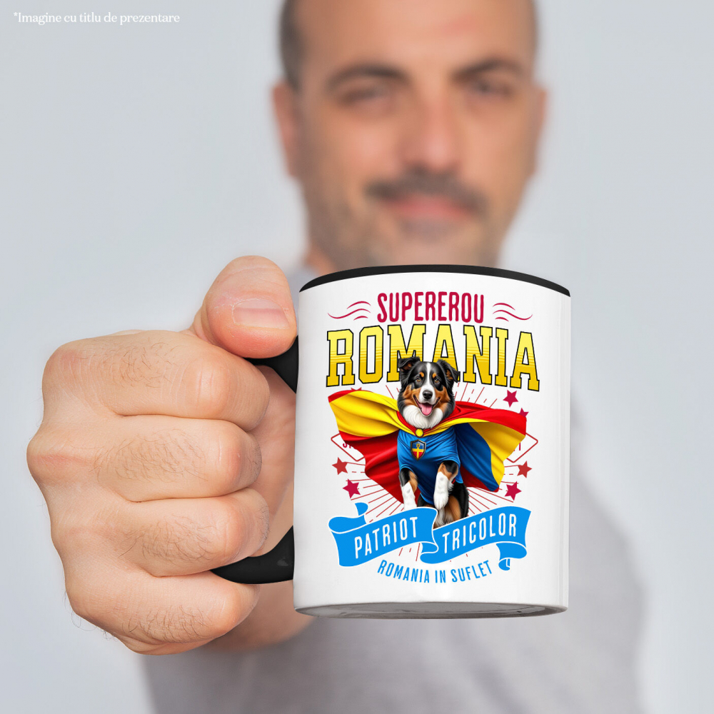 Cana Personalizata Ciobănesc Australian în Costum de Căpitan România – Cadou Personalizat pentru Iubitorii de Câini [2]