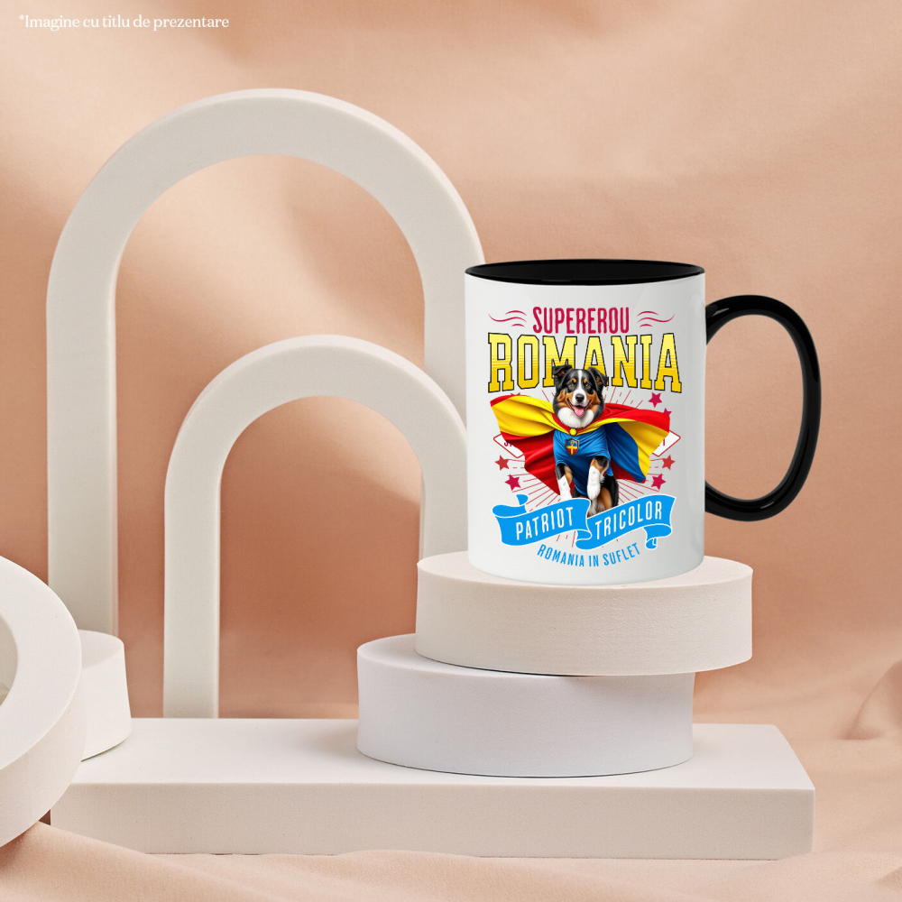 Cana Personalizata Ciobănesc Australian în Costum de Căpitan România – Cadou Personalizat pentru Iubitorii de Câini [3]