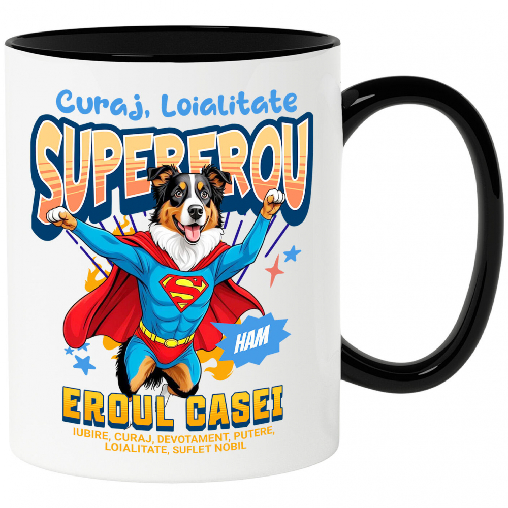 Cana Personalizata Ciobănesc Australian în Costum de Superman – Produse Personalizate pentru Copii și Familie [1]