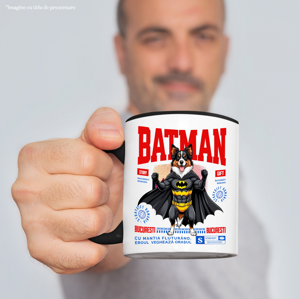 Cana Personalizata Ciobănesc Australian în Costum de Batman – Câine Supererou pentru Copii și Iubitorii de Animale [2]