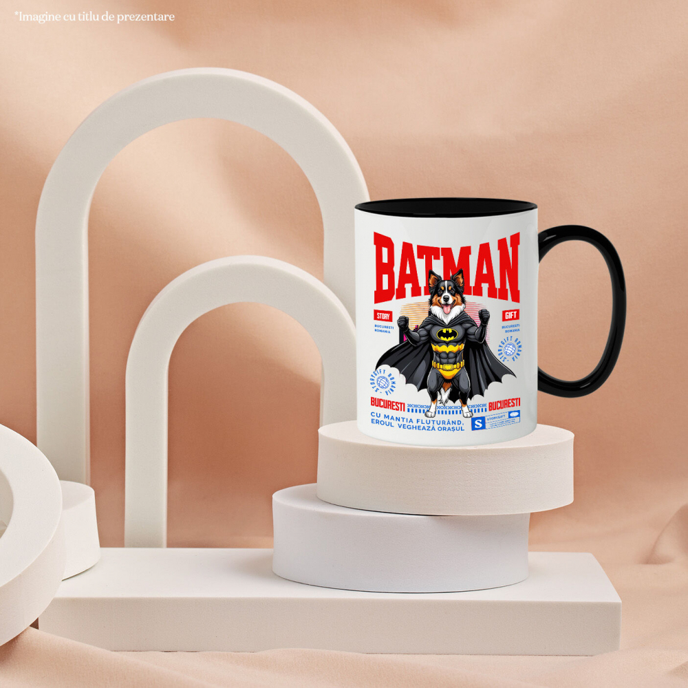 Cana Personalizata Ciobănesc Australian în Costum de Batman – Câine Supererou pentru Copii și Iubitorii de Animale [3]