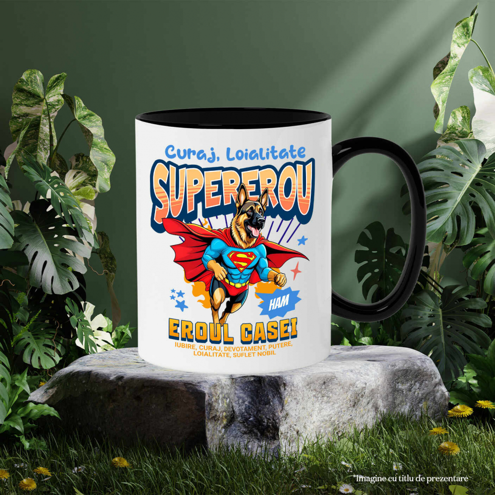 Cana Personalizata Ciobănesc German în Costum de Superman – Cadouri Personalizate pentru Familie și Copii [3]