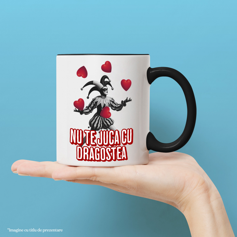 Cana Personalizata Clovn Jonglând cu Inimi „Nu te Juca cu Dragostea Mea” – Cadou Personalizat de Valentine's Day [2]