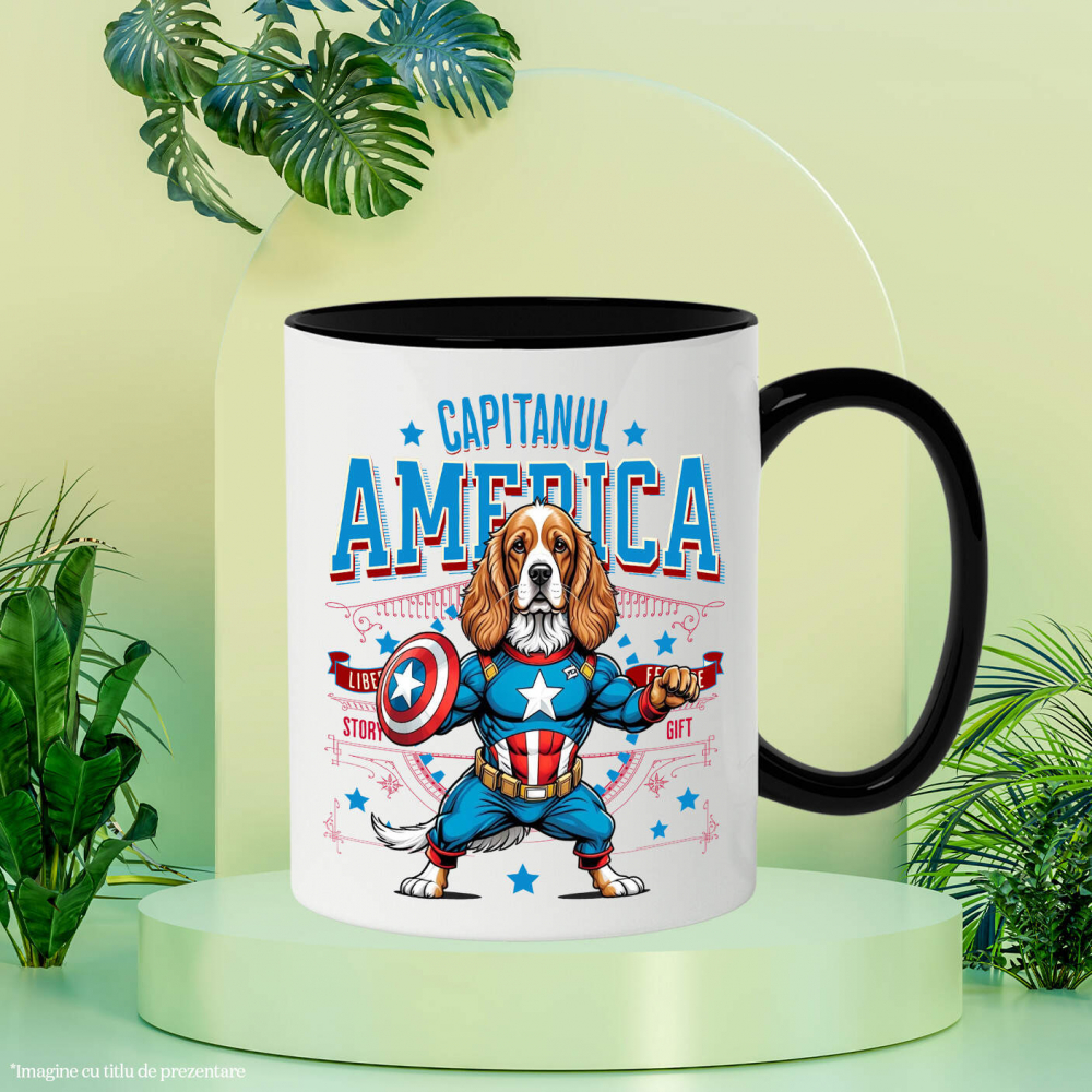 Cana Personalizata Cocker Spaniel în Costum de Captain America - Cadouri Personalizate pentru Iubitorii de Animale [3]