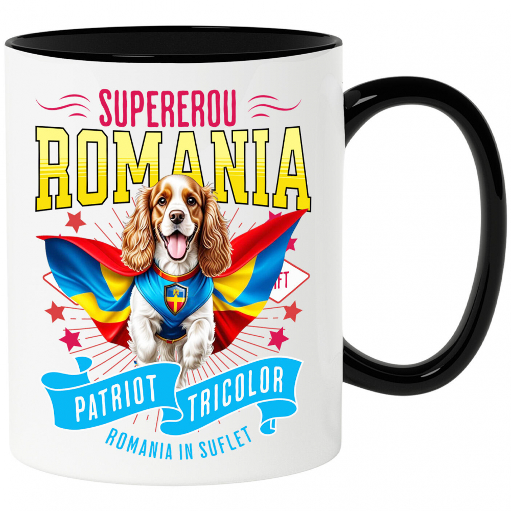 Cana Personalizata Cocker Spaniel în Costum de Căpitan România – Cadou Personalizat Unic pentru Iubitorii de Câini [1]