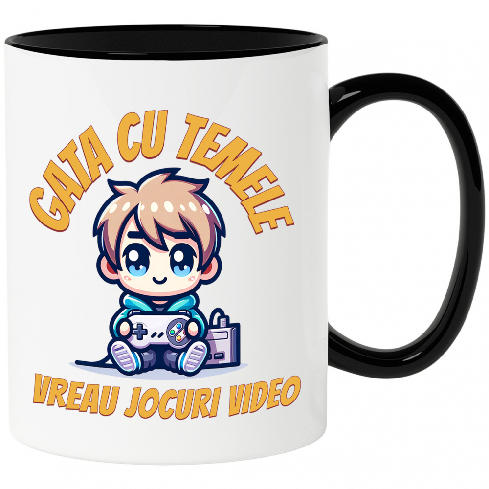 Cana Personalizata Băiat Jocuri Video „Gata cu Temele Vreau Jocuri Video” - Cadou Personalizat pentru Iubitorii de Gaming [1]