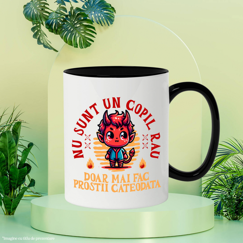 Cana Personalizata Costum Diavol Cu Coarne și Mesaj Amuzant pentru Copii | Cadou Halloween Personalizat [3]