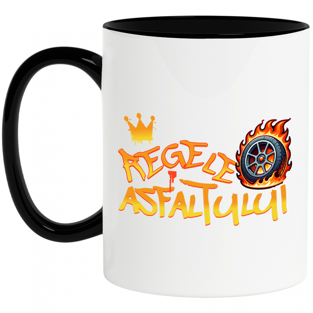 Cana Personalizata Tricou Coroană Regală & Cauciuc în Flăcări – Cadou pentru Pasionații de Curse [1]