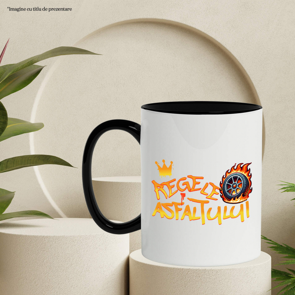 Cana Personalizata Tricou Coroană Regală & Cauciuc în Flăcări – Cadou pentru Pasionații de Curse [3]
