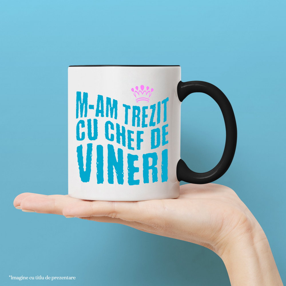 Cana Personalizata Coroana Regală Roz cu Mesaj Amuzant „M-am Trezit Cu Chef de Vineri” - Cadou Personalizat pentru Prințese [2]