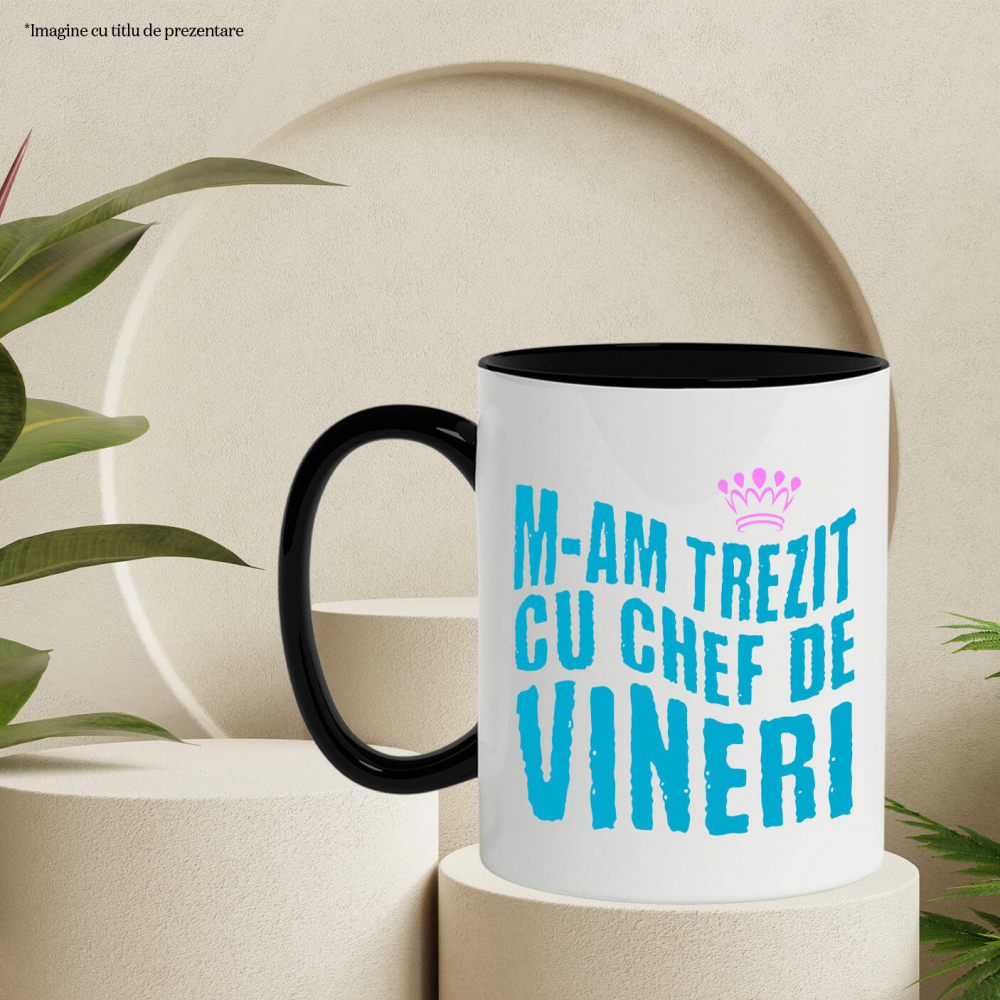 Cana Personalizata Coroana Regală Roz cu Mesaj Amuzant „M-am Trezit Cu Chef de Vineri” - Cadou Personalizat pentru Prințese [3]