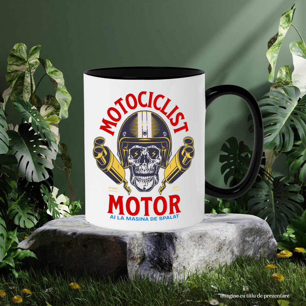 Cana Personalizata Craniu Uman cu Cască și Fulgere – Design Unic pentru Motocicliști [3]