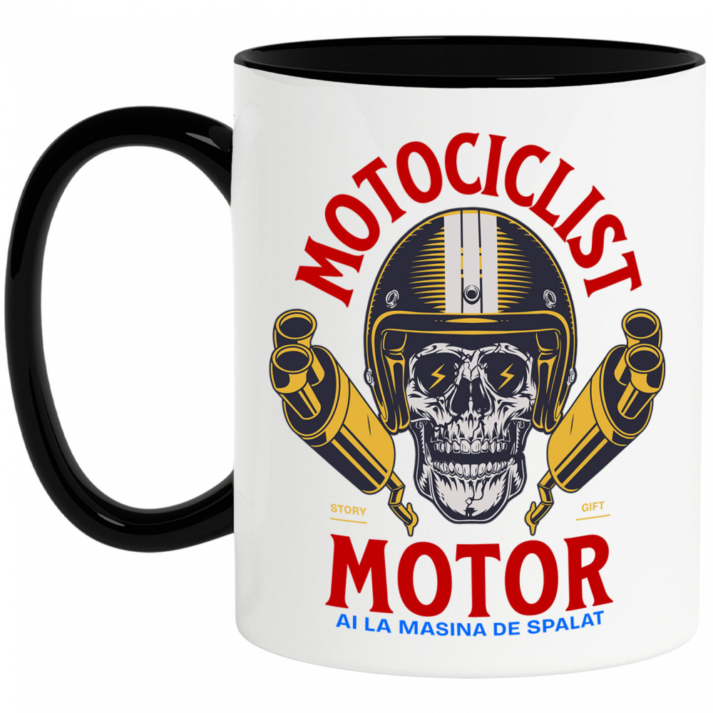 Cana Personalizata Craniu Uman cu Cască și Fulgere – Design Unic pentru Motocicliști [1]