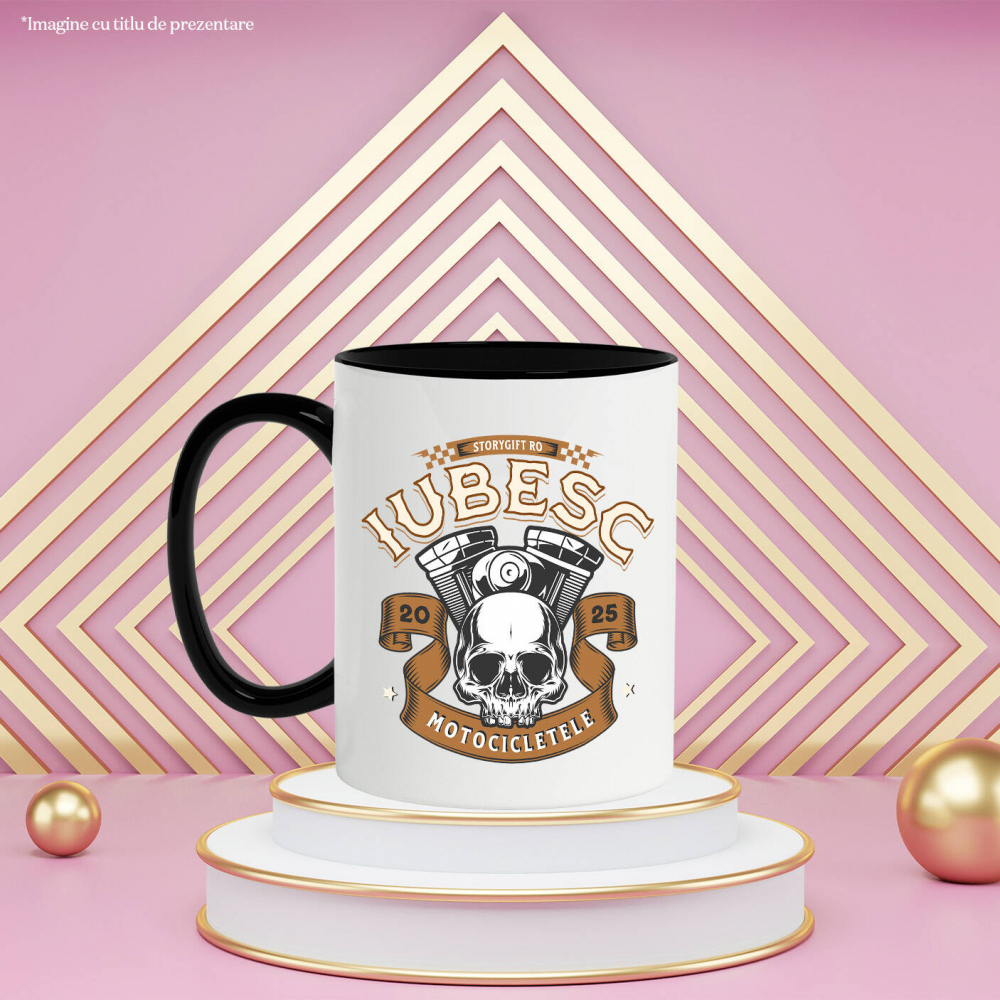Cana Personalizata Craniu Motociclist – Design Rebel pentru Iubitorii de Călătorii și Moto [3]
