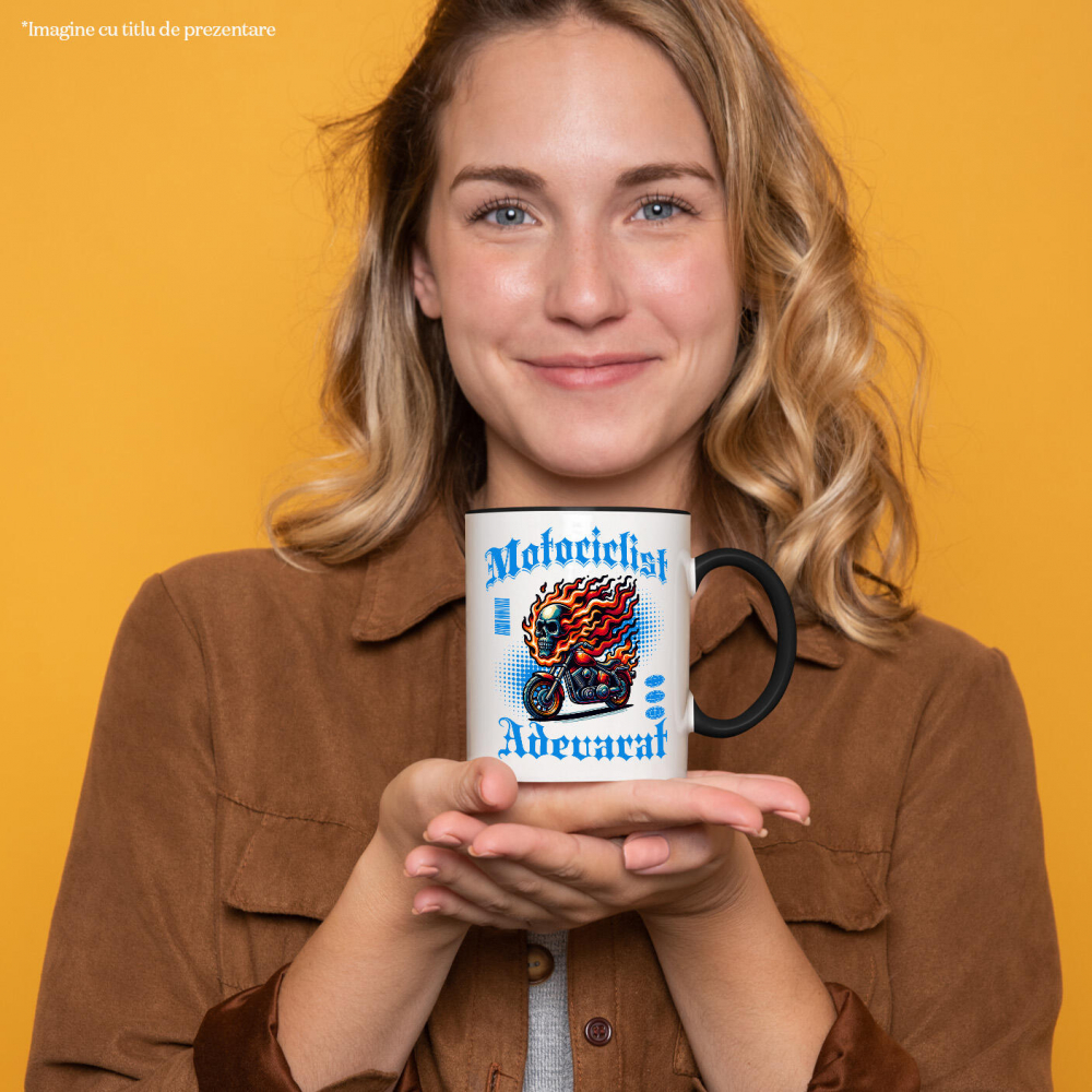 Cana Personalizata Craniu Uman și Motor Vintage în Flăcări – Pasiunea unui Motociclist [2]