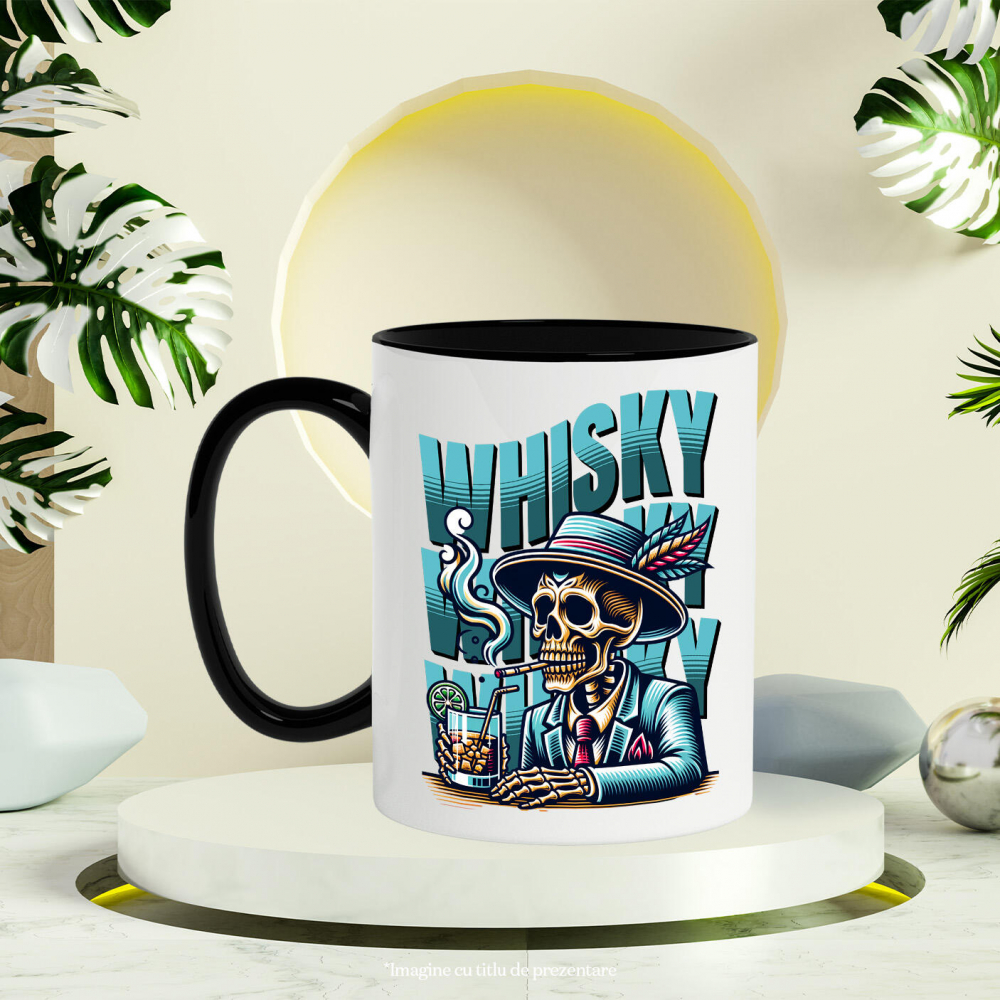 Cana Personalizata „Craniu Mafiot Personalizat - Decor cu Schelete la Masă cu Palarie și Tigara” [3]