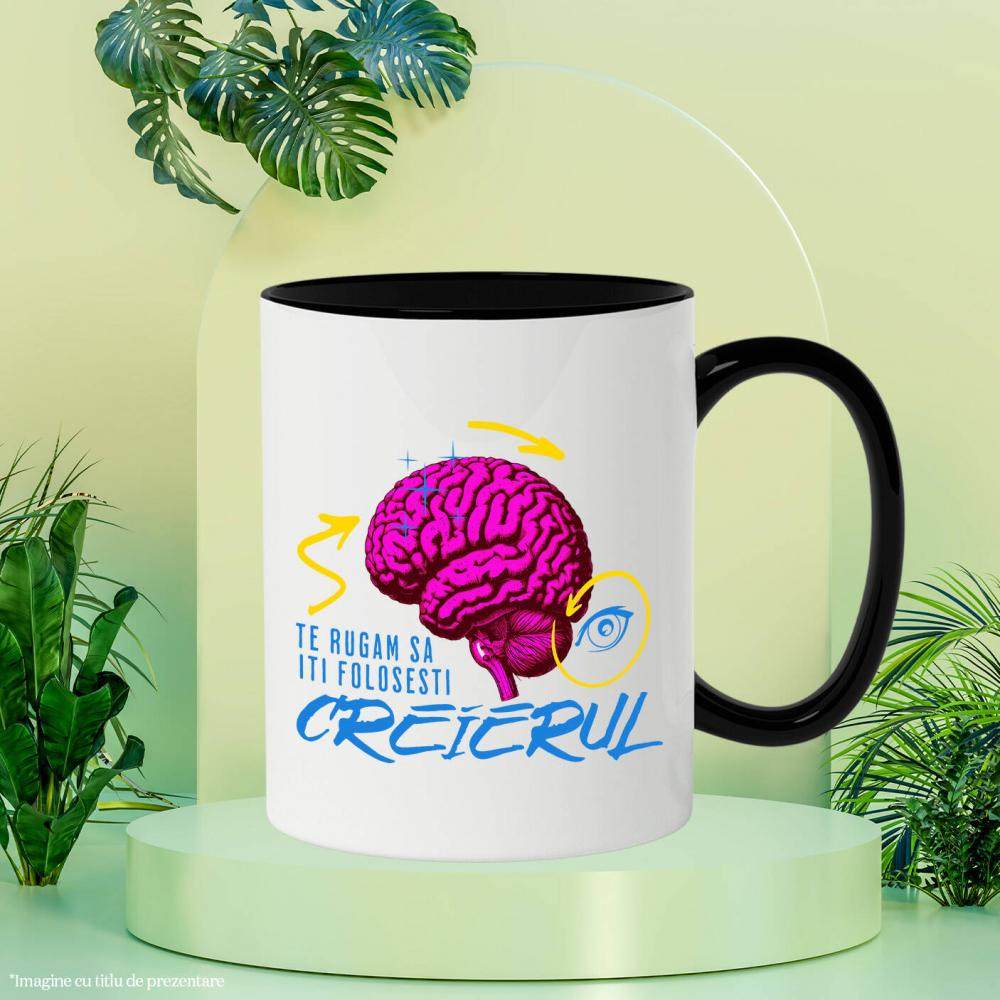 Cana Personalizata Creier Uman Colorat cu Săgeți și Ochi Vultur | Mesaj Amuzant „Folosește-ți Creierul” - Cadouri Personalizate [3]