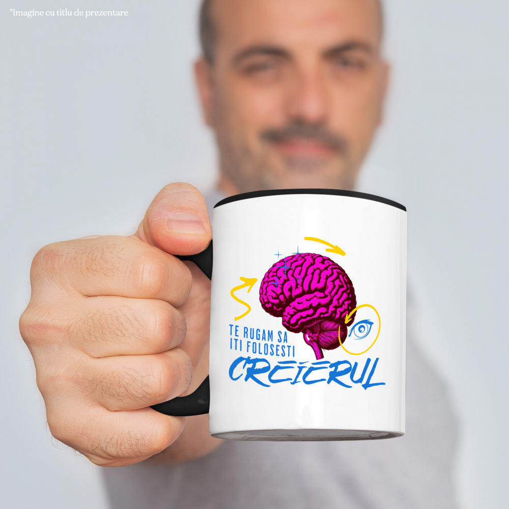 Cana Personalizata Creier Uman Colorat cu Săgeți și Ochi Vultur | Mesaj Amuzant „Folosește-ți Creierul” - Cadouri Personalizate [2]