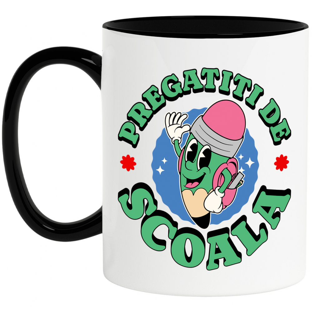 Cana Personalizata Creion Verde Cu Ghiozdan - Pregătit Pentru Școală și Educație | Cadou Perfect Pentru Copii [1]