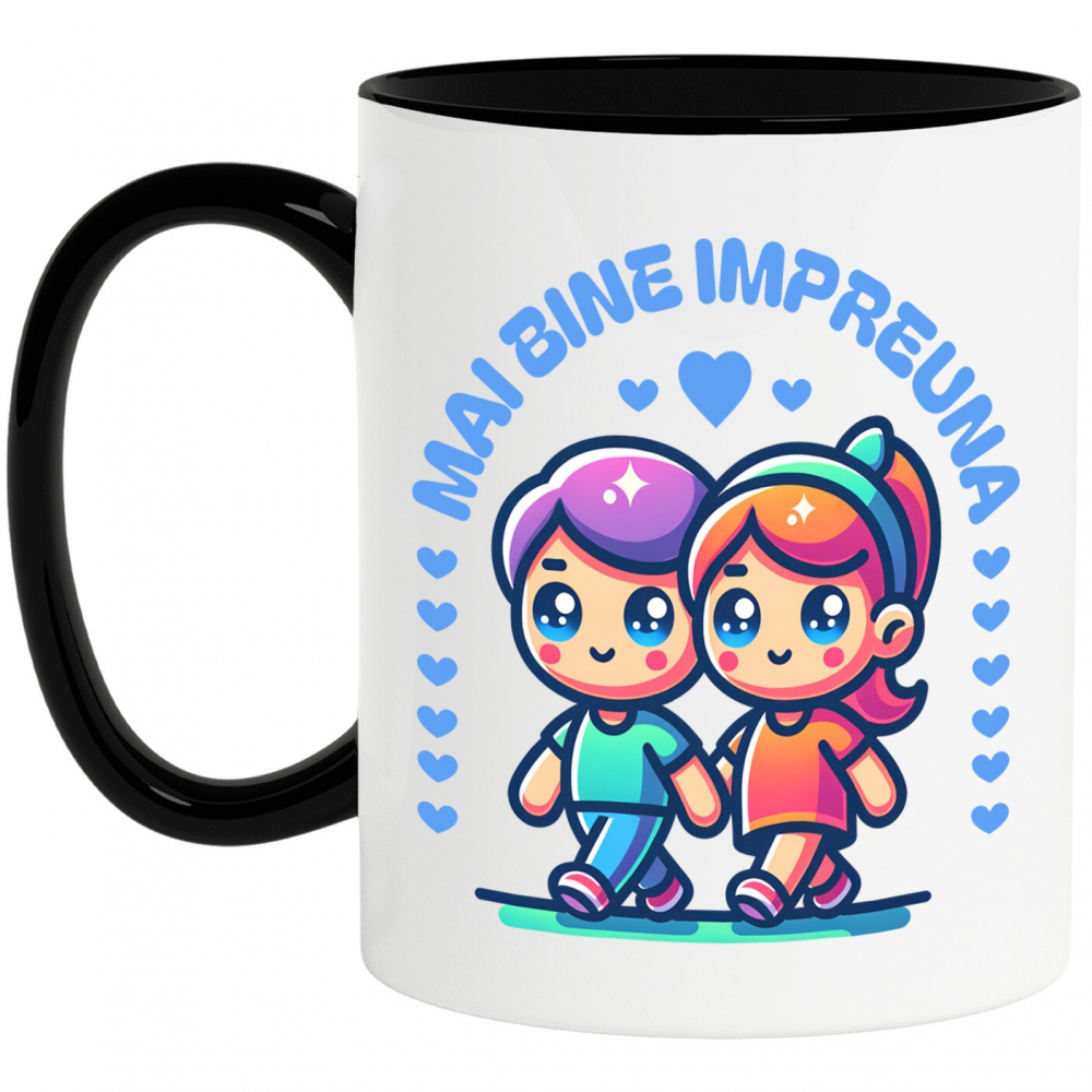 Cana Personalizata „Cuplu Animat Fericit Plimbare - Cadou Personalizat „Mai bine împreună” pentru Familie, Copii și Prieteni de Valentine's Day” [1]