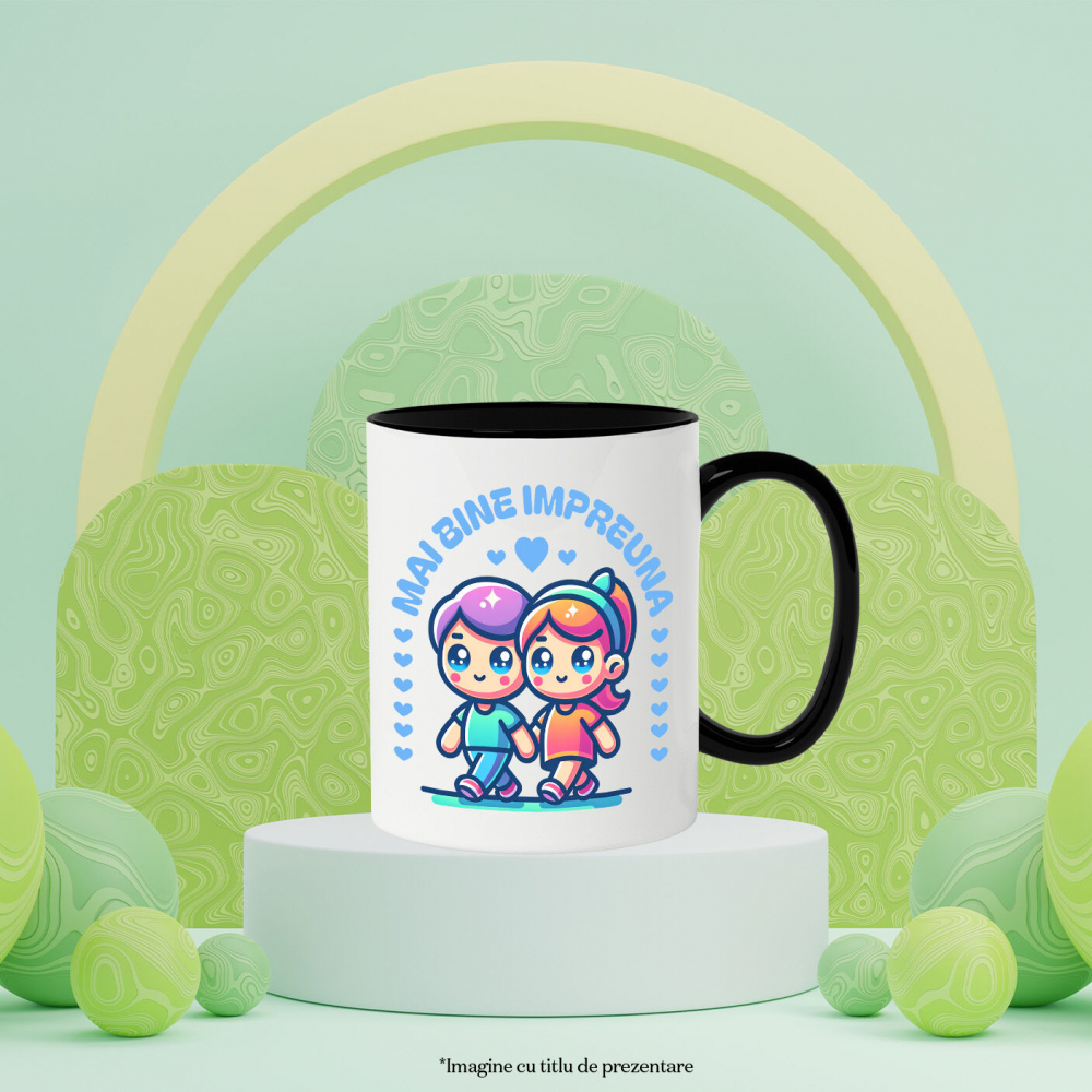 Cana Personalizata „Cuplu Animat Fericit Plimbare - Cadou Personalizat „Mai bine împreună” pentru Familie, Copii și Prieteni de Valentine's Day” [3]