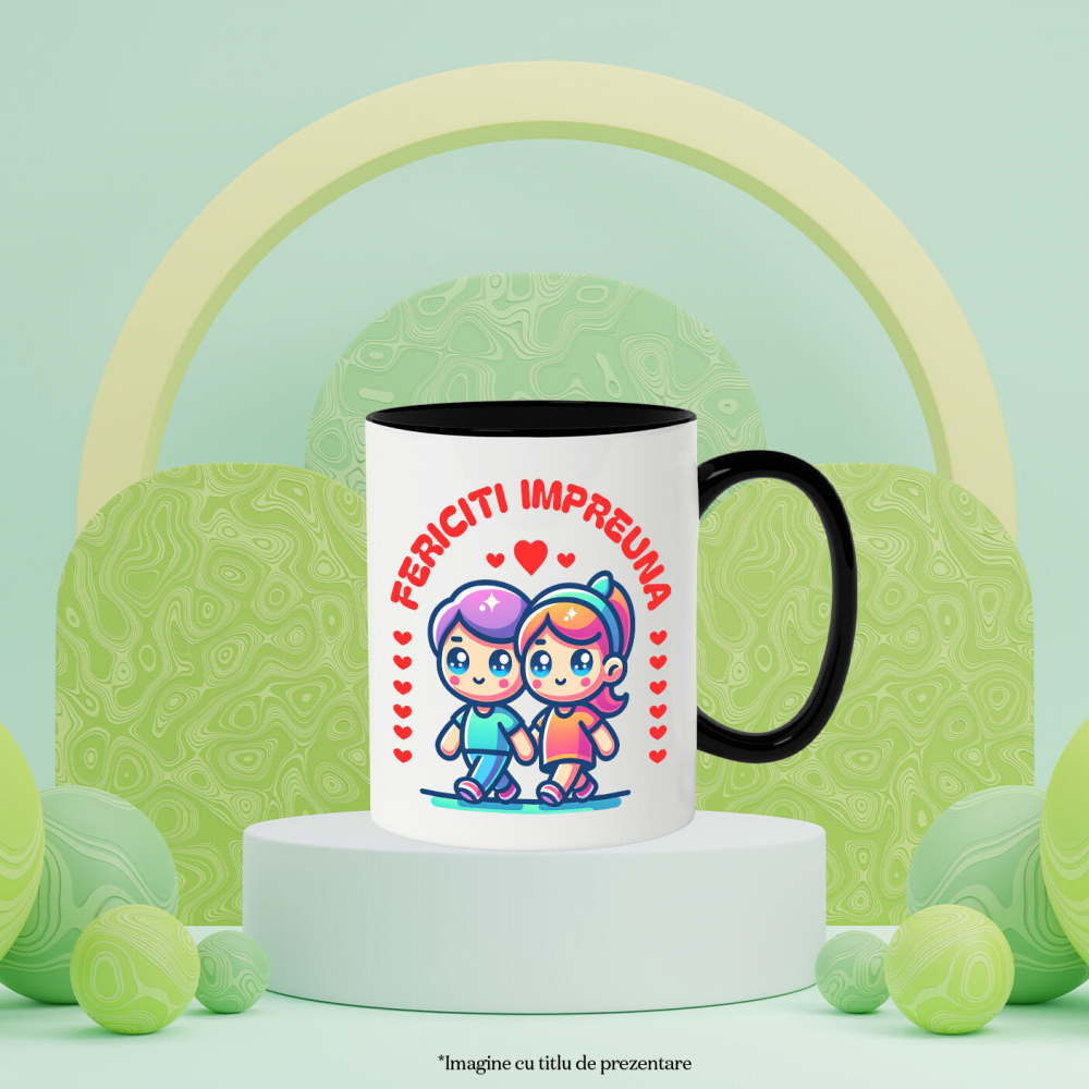 Cana Personalizata „Cuplu Fericit în Plimbare Romantică - Cadou Personalizat pentru Iubiți” [3]