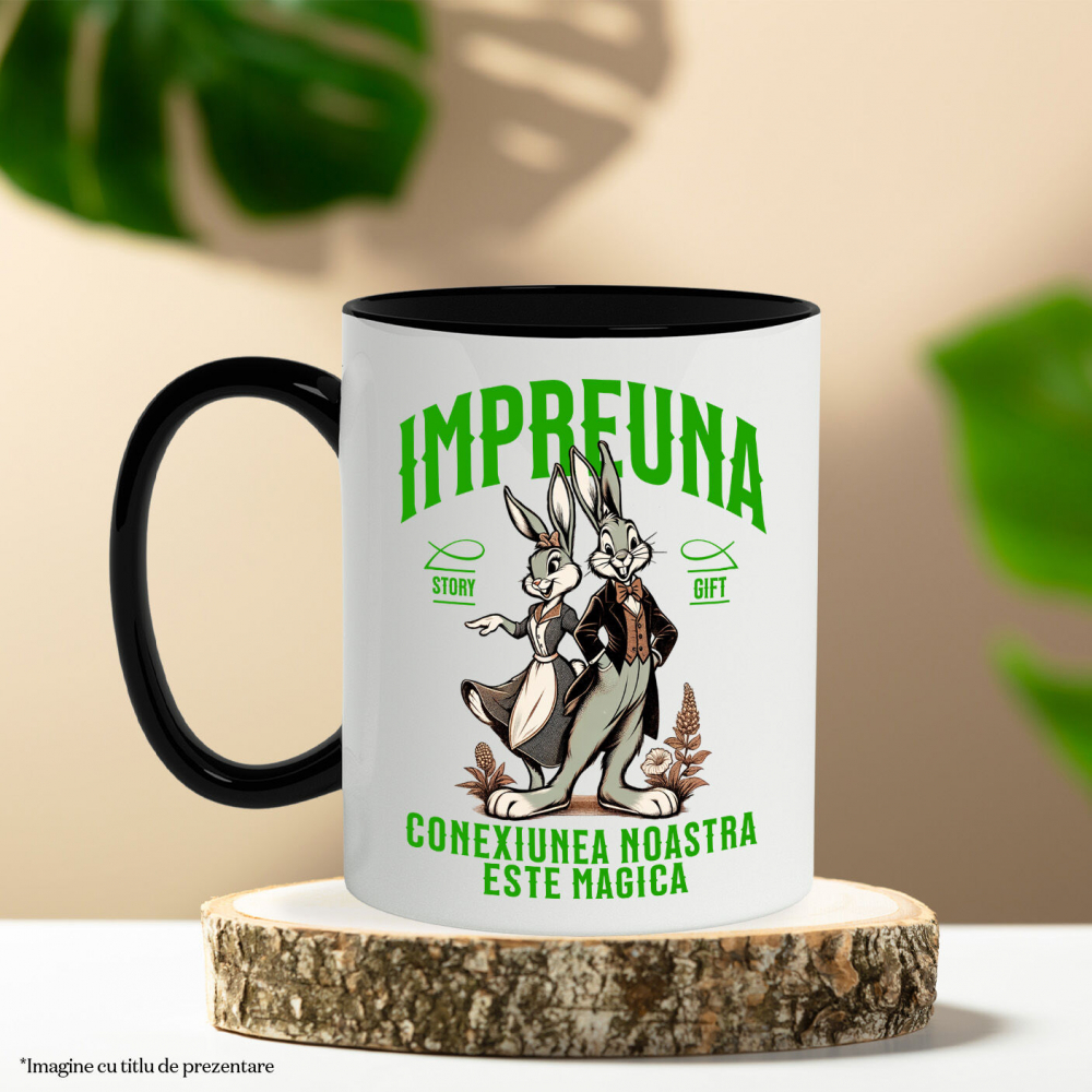 Cana Personalizata „Cuplu Iepuri Împreună – Cadou Personalizat Dragoste „Împreună, Conexiunea Noastră Este Magică” pentru Valentine's Day” [3]