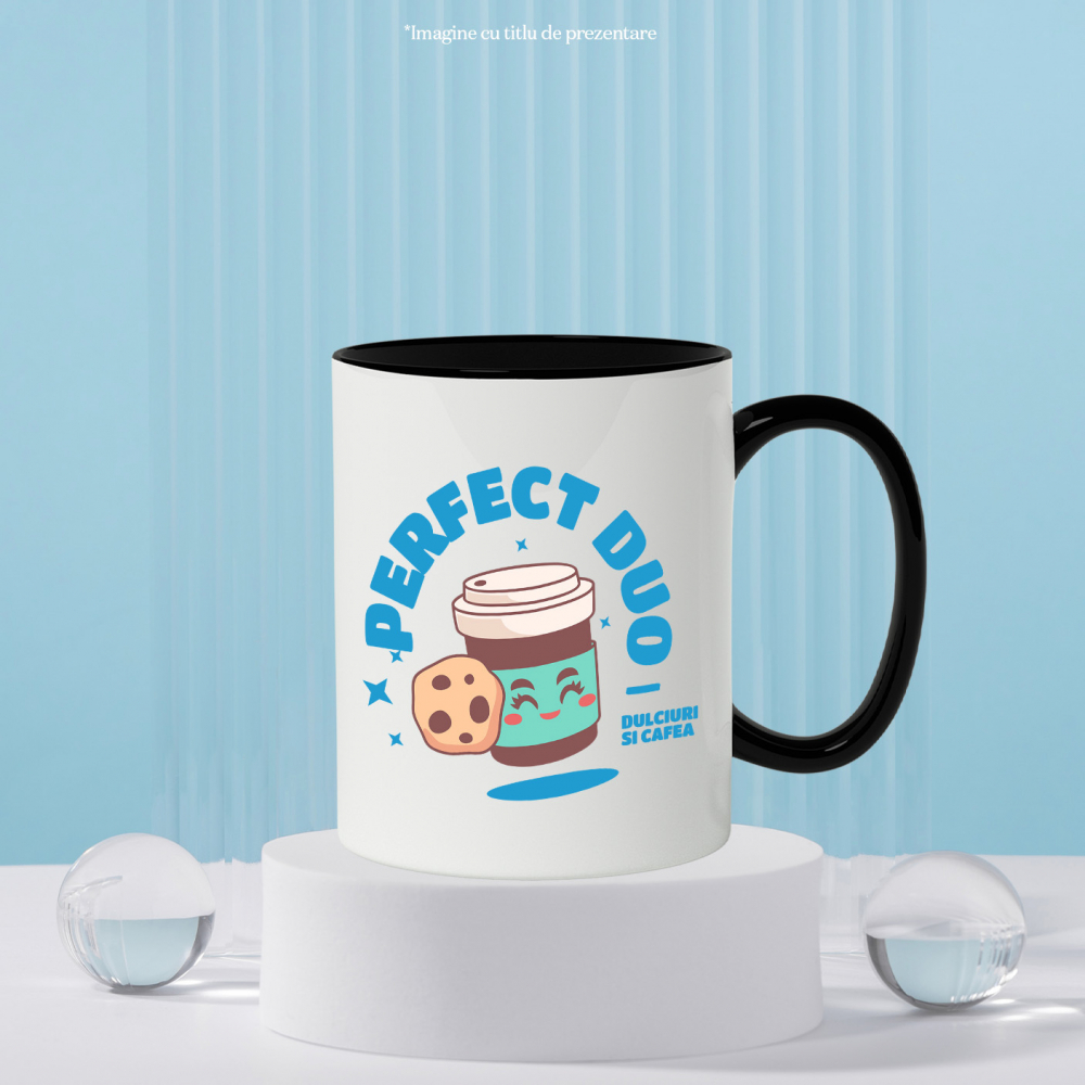 Cana Personalizata „Cuplu Perfect Pahar de Cafea cu Prăjitură 'Perfect Duo' – Cadou Personalizat pentru Familie și Cupluri” [3]