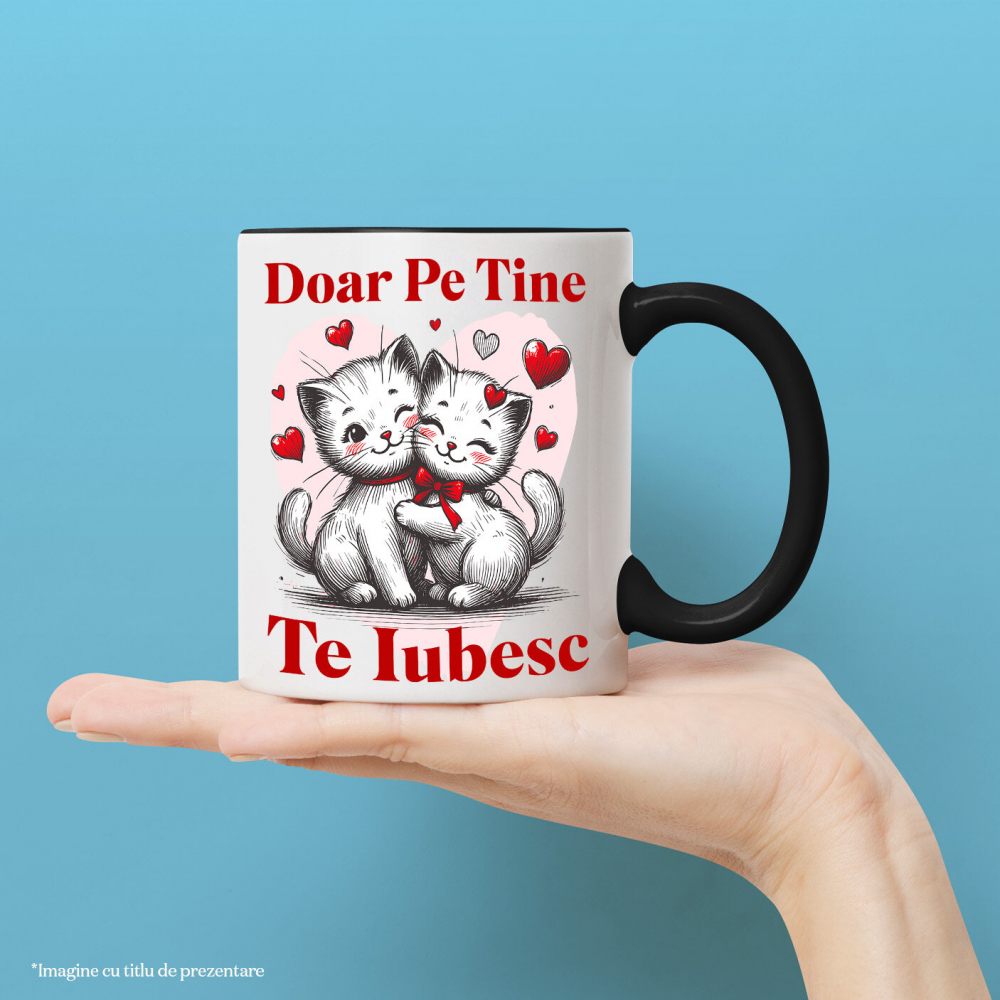 Cana Personalizata Cuplu Pisici Albe Îndrăgostite cu Mesaj „Doar pe Tine Te Iubesc” – Cadou Personalizat pentru Valentine's Day [2]