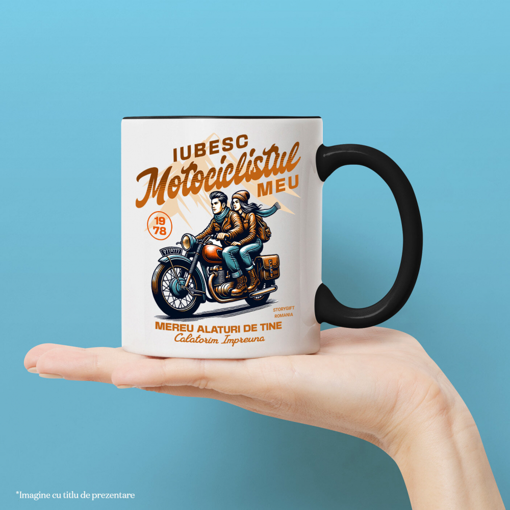 Cana Personalizata Cuplu Romantic pe Motocicletă – Aventură Printre Munți de Valentine's Day [2]