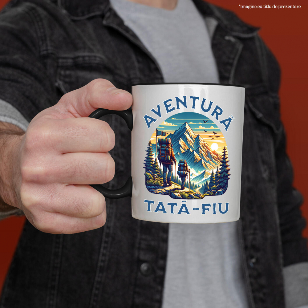 Cana Personalizata "Cuplu Sportiv prin Munți cu Rucsaci – Aventuri în Natură pentru Tată și Fiu" [2]