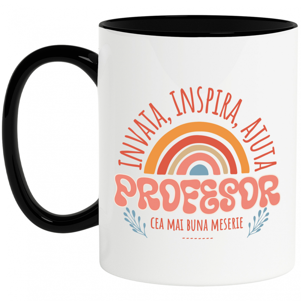 Cana Personalizata Curcubeu Colorat – Educație, Meserie Profesor, Inspiră și Ajută Copiii [1]