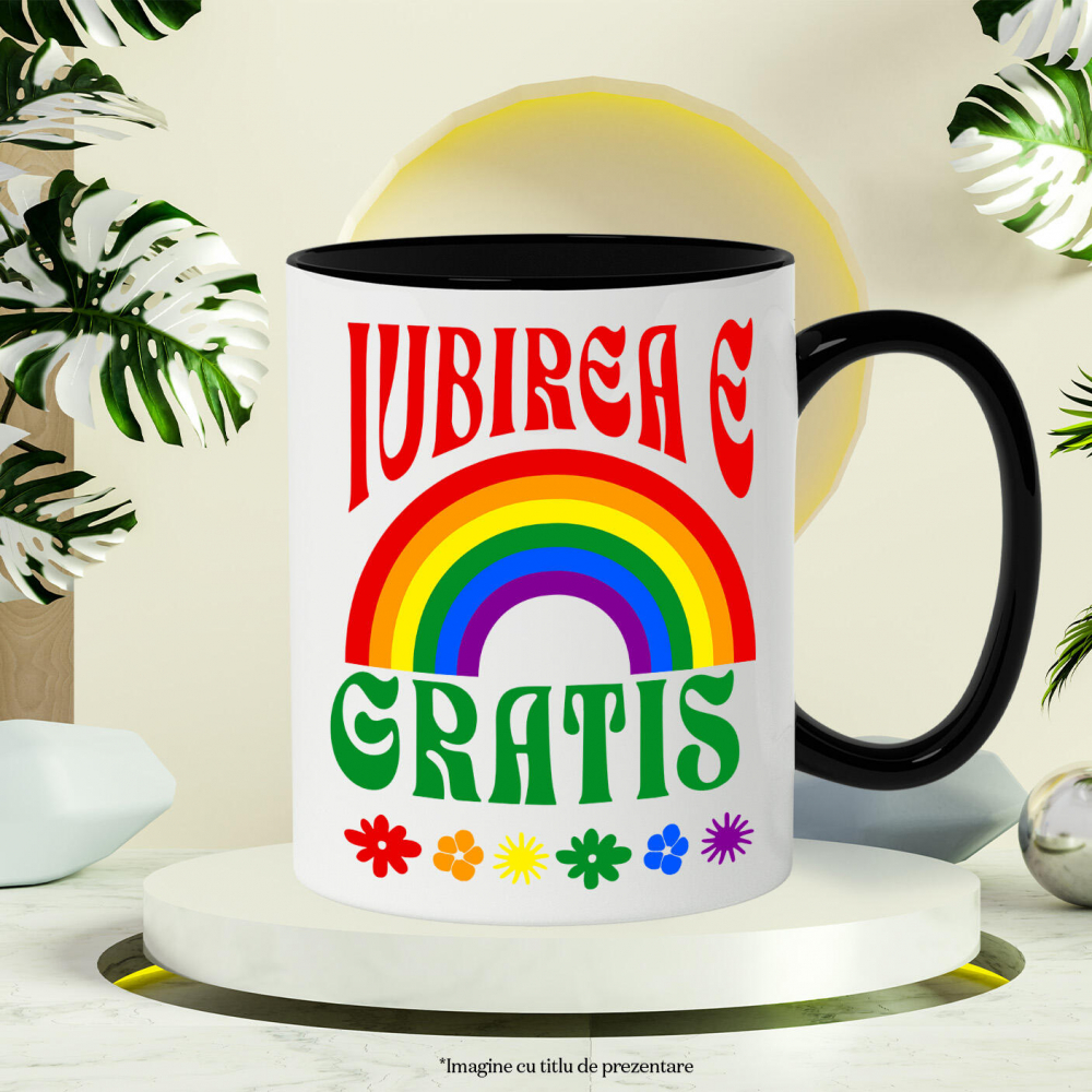 Cana Personalizata „Curcubeu Multicolor Flori Colorate - Cadou Personalizat „Iubirea E Gratis” pentru Copii, Familie și Prieteni” [3]