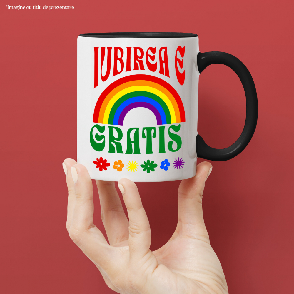 Cana Personalizata „Curcubeu Multicolor Flori Colorate - Cadou Personalizat „Iubirea E Gratis” pentru Copii, Familie și Prieteni” [2]