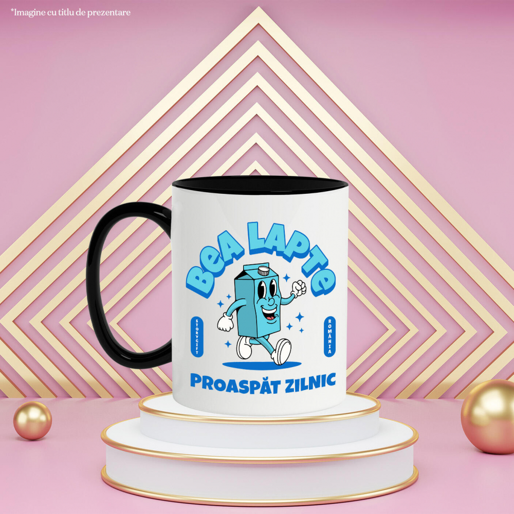 Cana Personalizata „Cutie Veselă „Bea Lapte Proaspăt Zilnic” – Cadou Personalizat pentru Copii și Familie” [3]