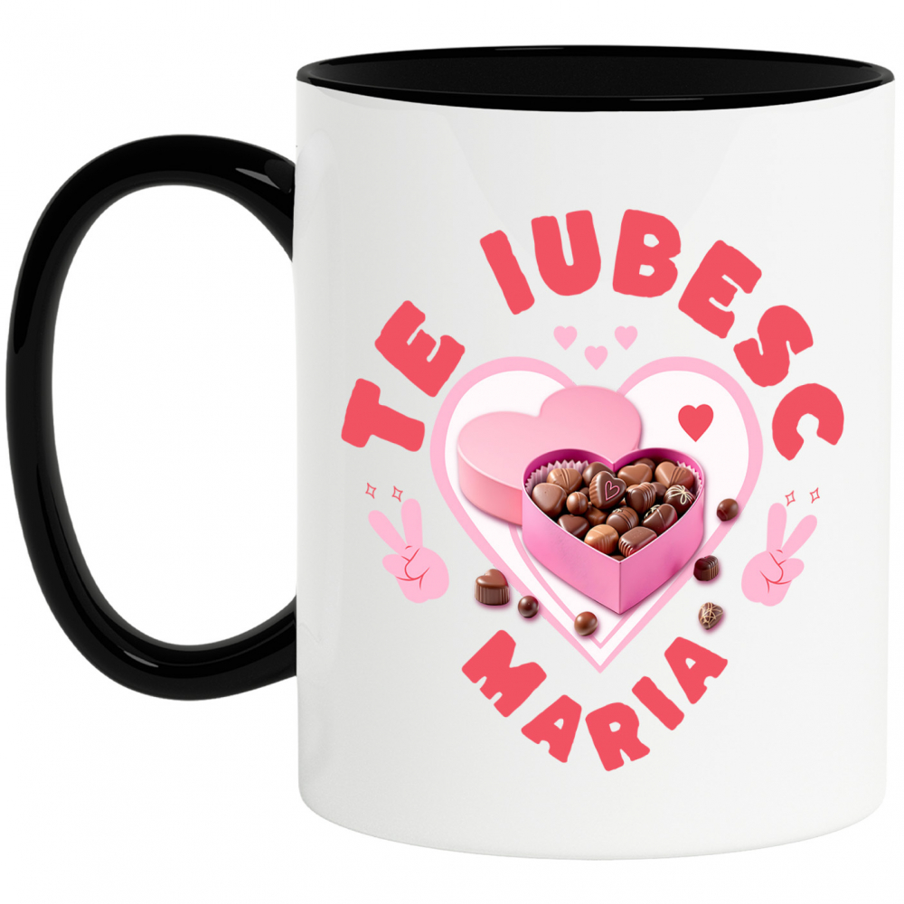 Cana Personalizata „Cutie de Bomboane Personalizată cu Mesajul „Te Iubesc Maria” - Cadou Dulce pentru Iubita ta de Valentine's Day” [1]