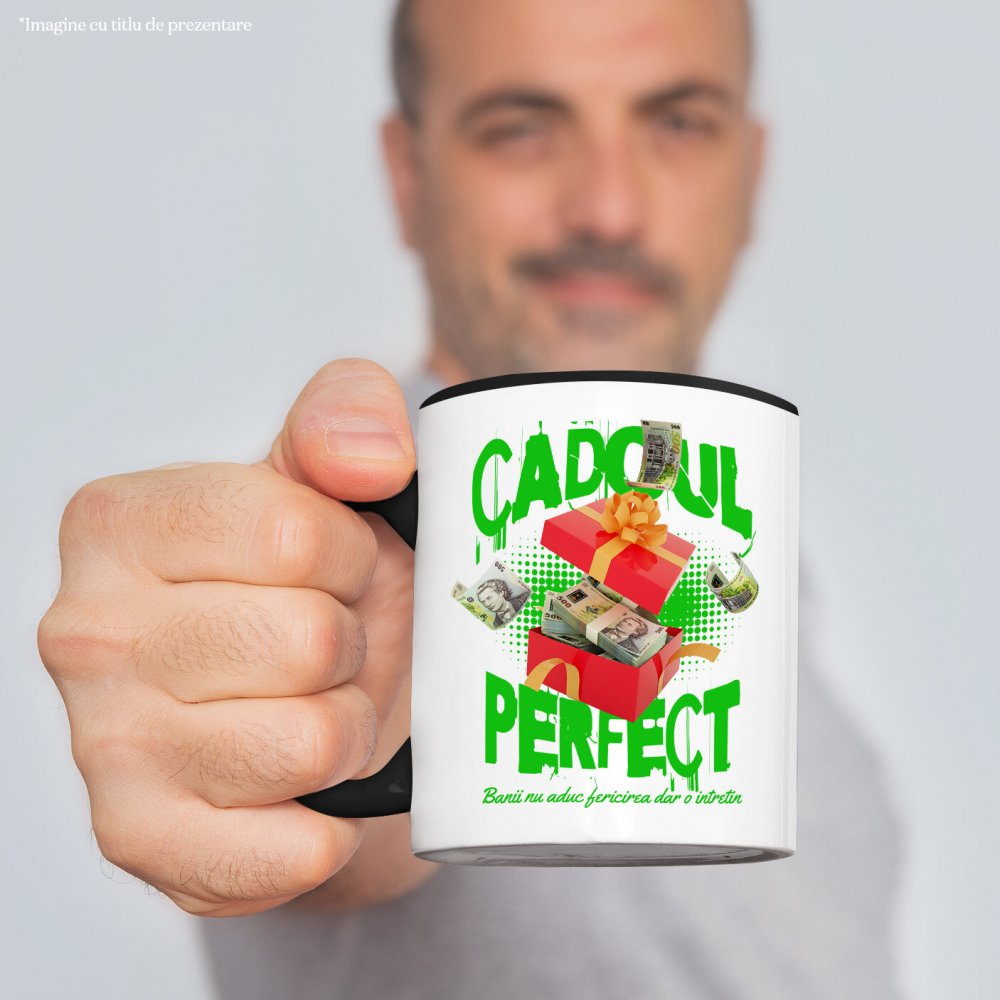 Cana Personalizata Cutie Roșie cu Fundă Bani – Bancnote în Zbor – „Cadoul Perfect” – Cadou Personalizat pentru Familie, Tati, Copii, Prieteni [2]
