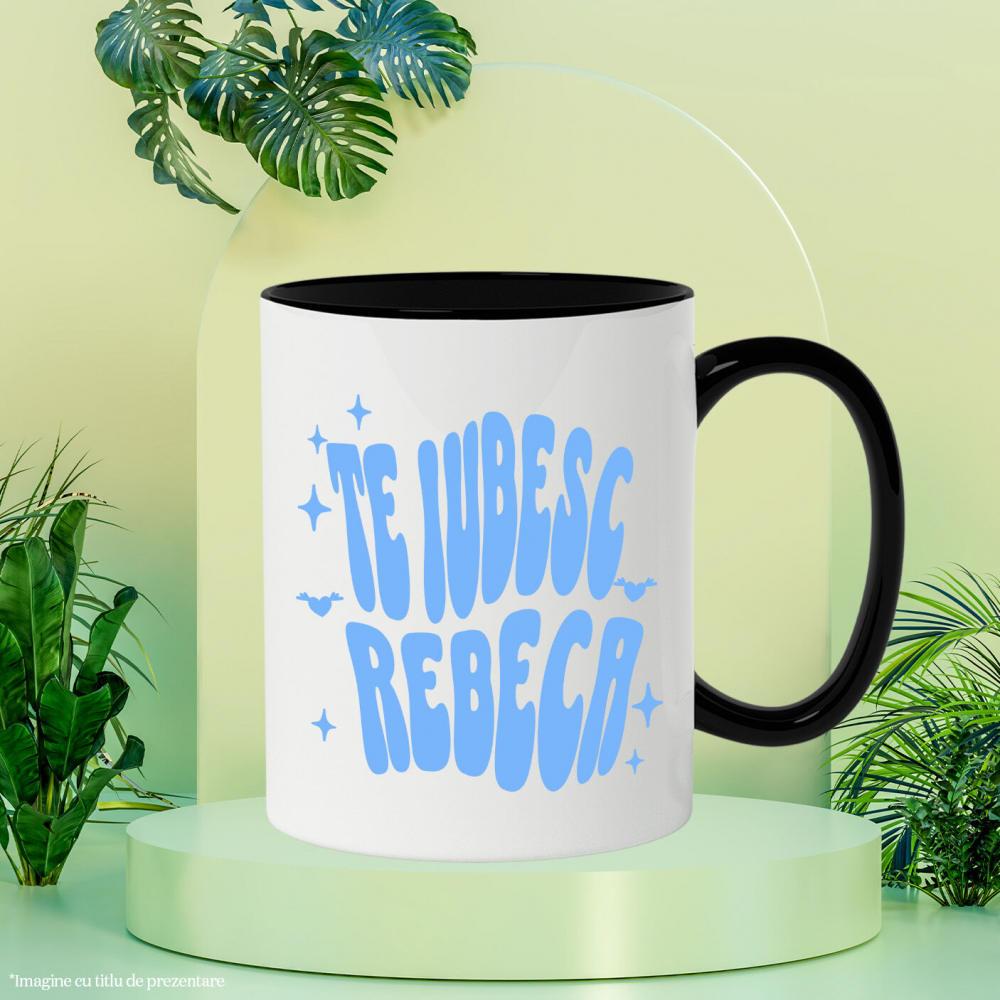 Cana Personalizata "Mesaj Romantic Te Iubesc Rebeca - Cadou Personalizat Inimi și Stele pentru Valentine's Day" [3]
