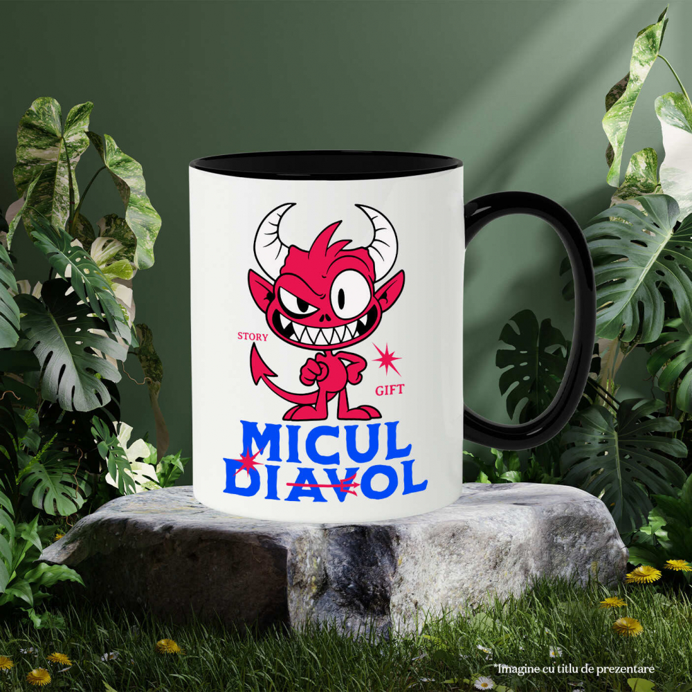 Cana Personalizata Diavol Fericit cu Coarne Lungi | Cadou Halloween Jucăuș pentru Familie [3]