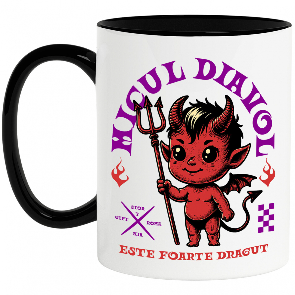 Cana Personalizata Diavol Cu Furca și Mesaj „Micul Diavol Este Foarte Drăguț” pentru Halloween | Cadou Personalizat pentru Copii [1]