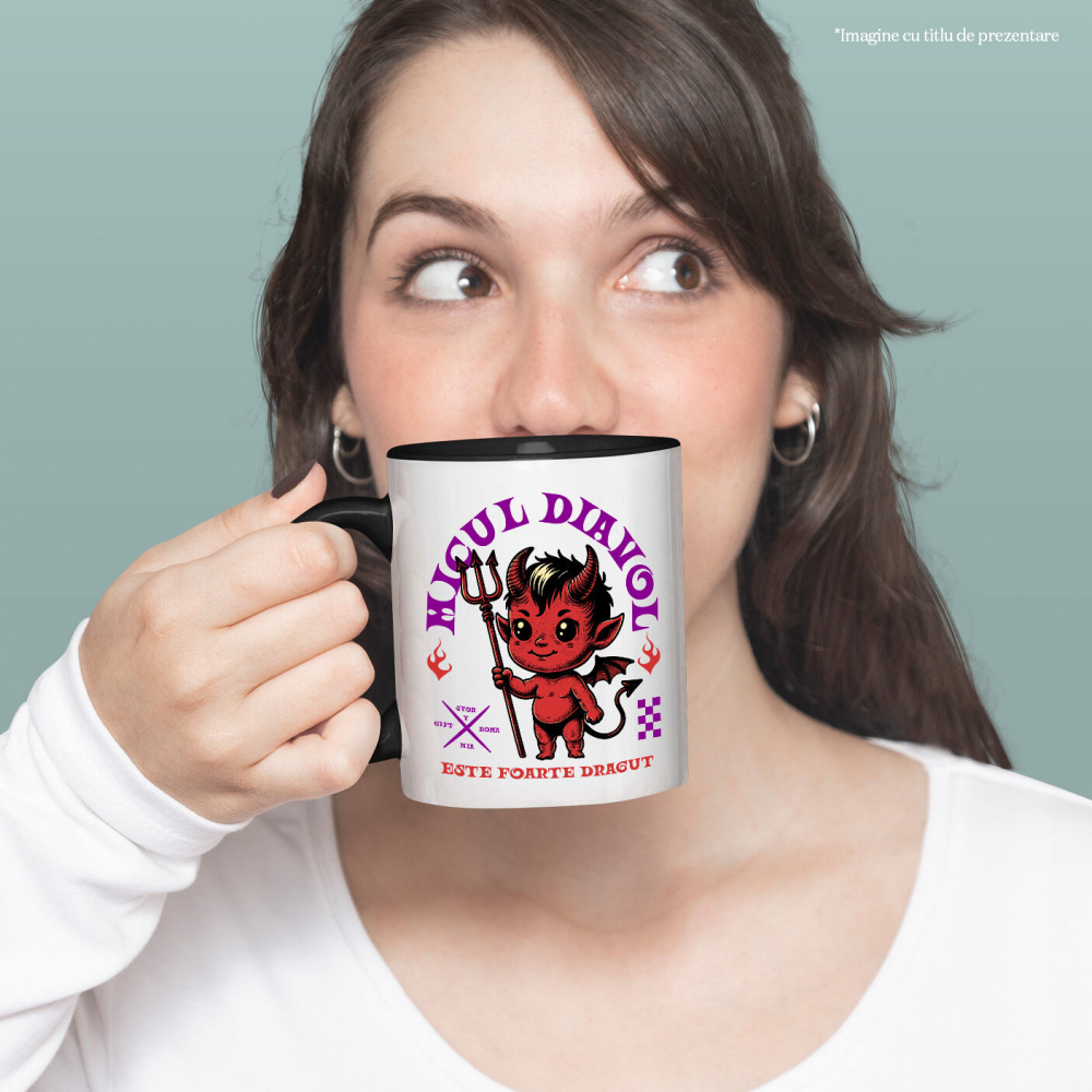Cana Personalizata Diavol Cu Furca și Mesaj „Micul Diavol Este Foarte Drăguț” pentru Halloween | Cadou Personalizat pentru Copii [2]