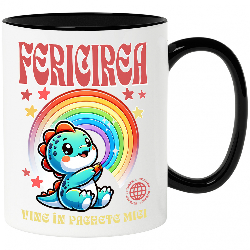 Cana Personalizata Dinozaur Curcubeu Colorat - Fericirea Vine În Pachete Mici [1]