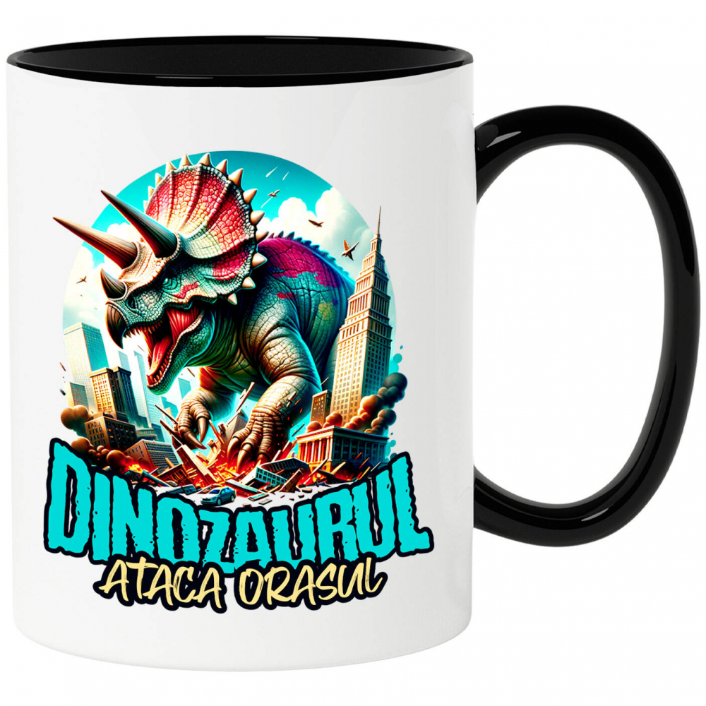 Cana Personalizata Dinozaur Fioros Atacă Orașul 3D - Cadou Personalizat pentru Copii și Tati [1]