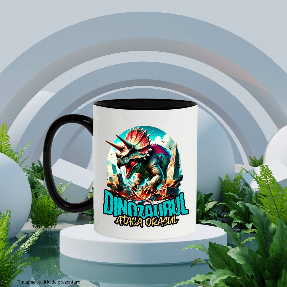 Cana Personalizata Dinozaur Fioros Atacă Orașul 3D - Cadou Personalizat pentru Copii și Tati [3]