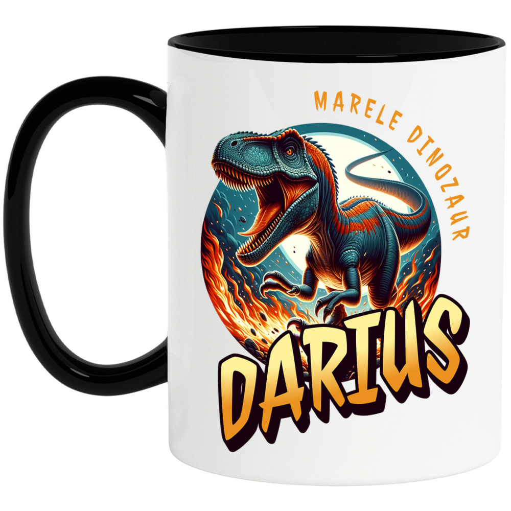 Cana Personalizata Dinozaur T-rex Furios prin Flăcări – Marele Dinozaur Darius pentru Cadouri Personalizate [1]