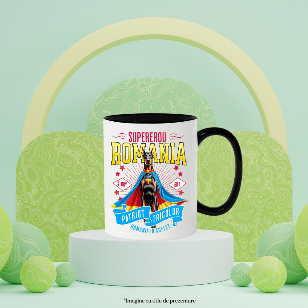 Cana Personalizata Doberman Pinscher în Costum de Căpitan România – Cadou Personalizat pentru Iubitorii de Câini [3]